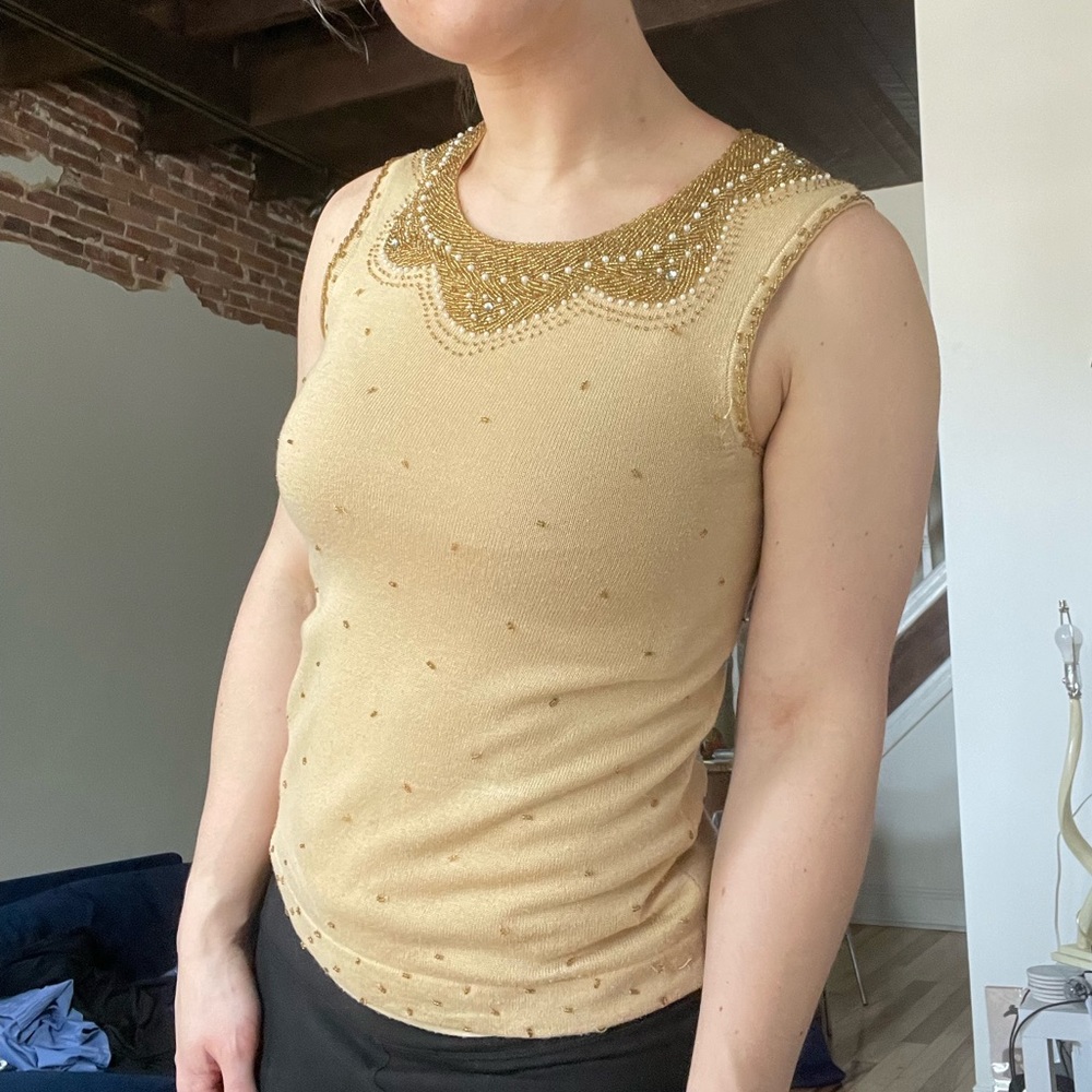 Lilly Pulitzer Gold Embellished Shell